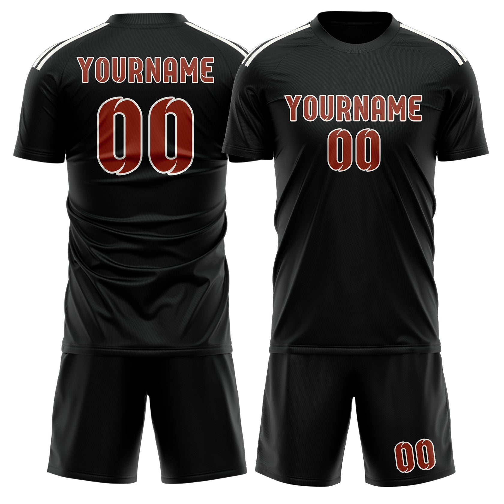 Custom Black Coral Red Soccer Set
