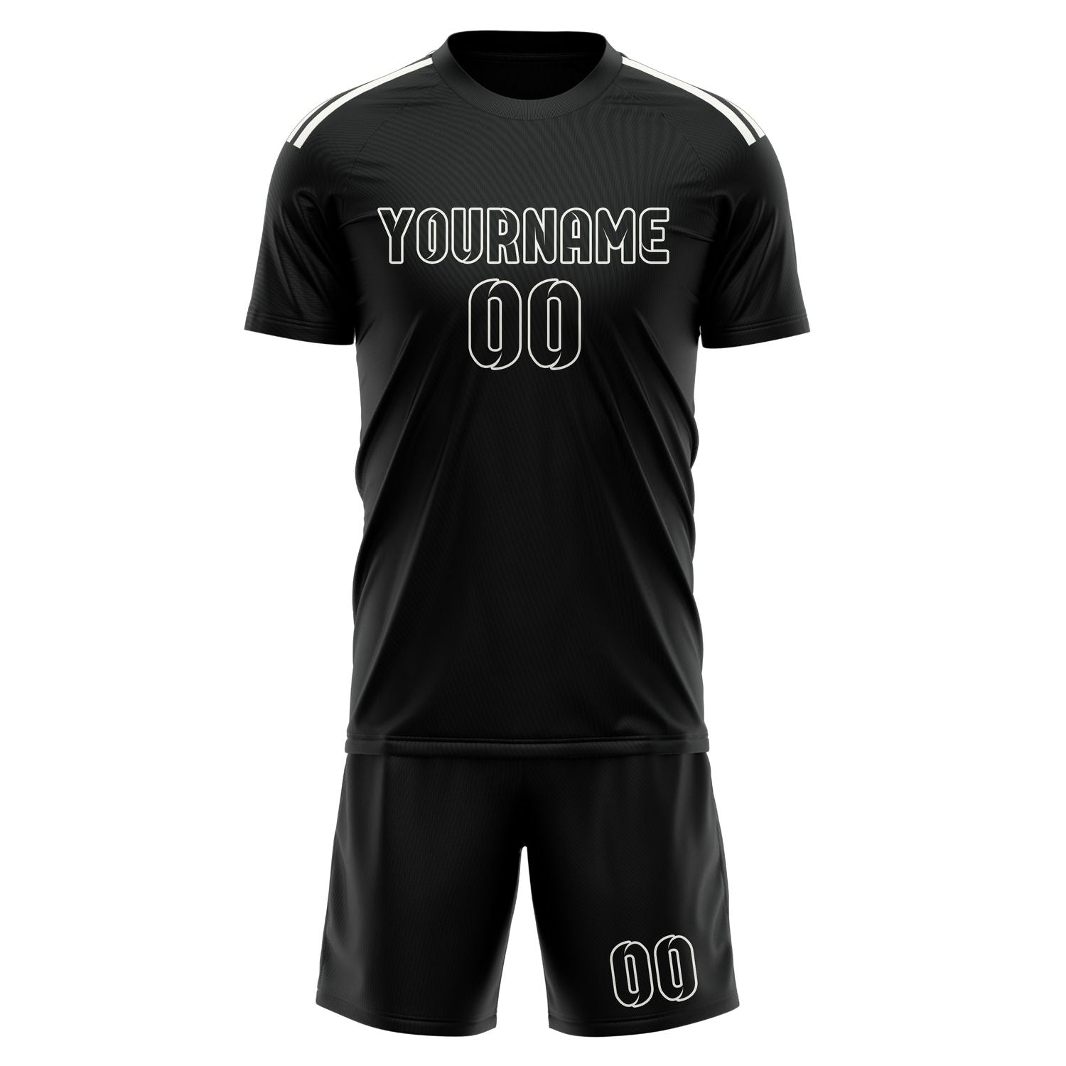 Custom Black Black Soccer Set