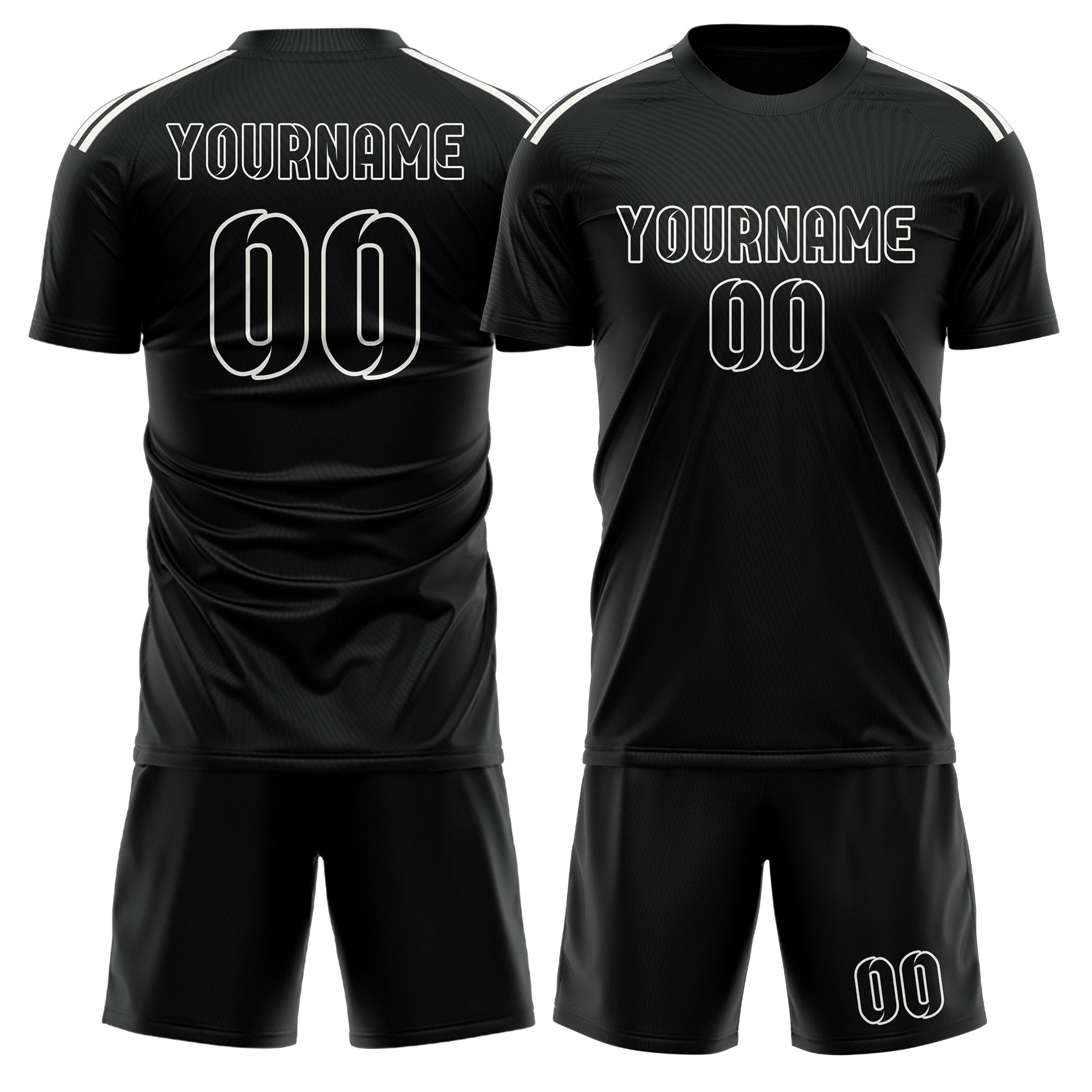 Custom Black Black Soccer Set