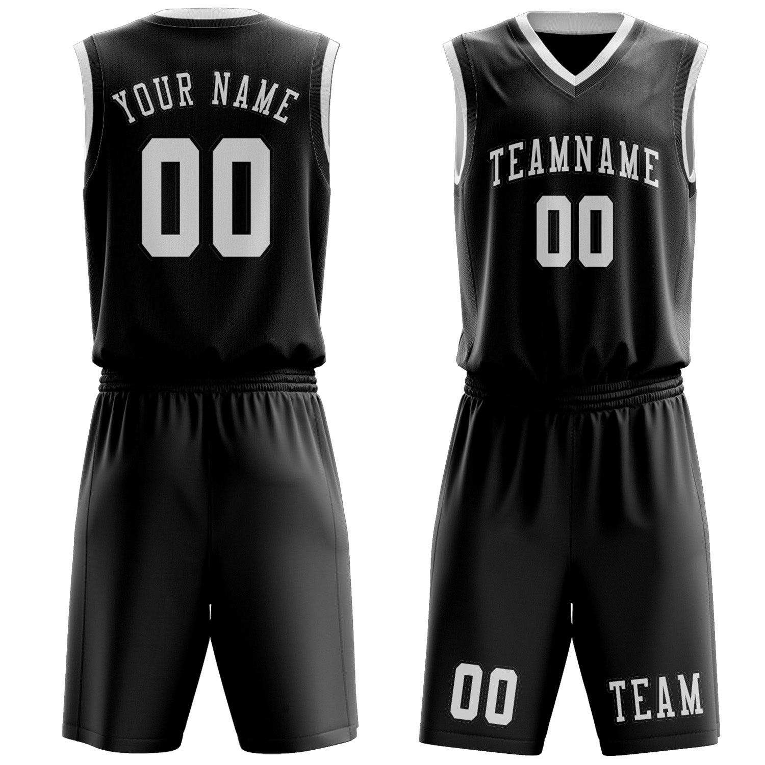 Custom Black White Basketball Set