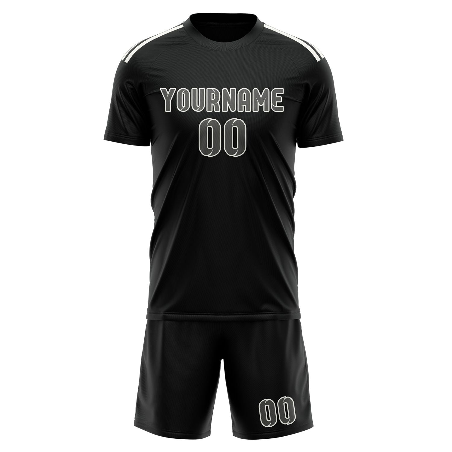 Custom Black Dark Grey Soccer Set
