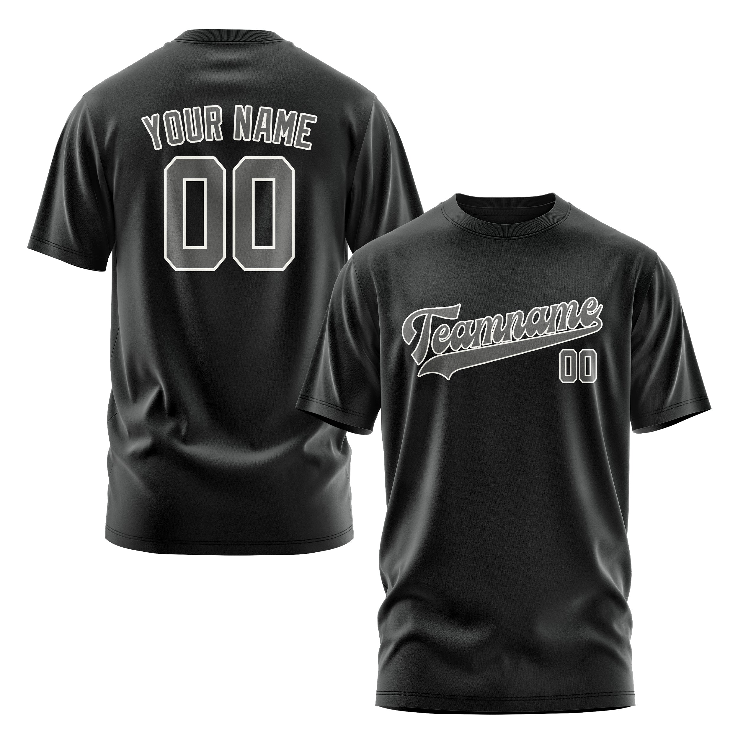 Custom Black Dark Grey T-Shirt