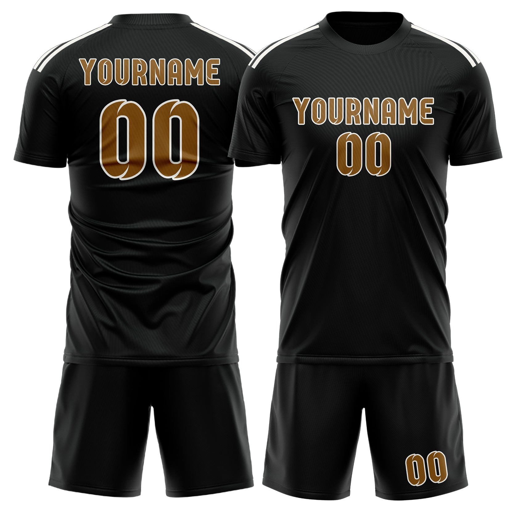 Custom Black Khaki Soccer Set