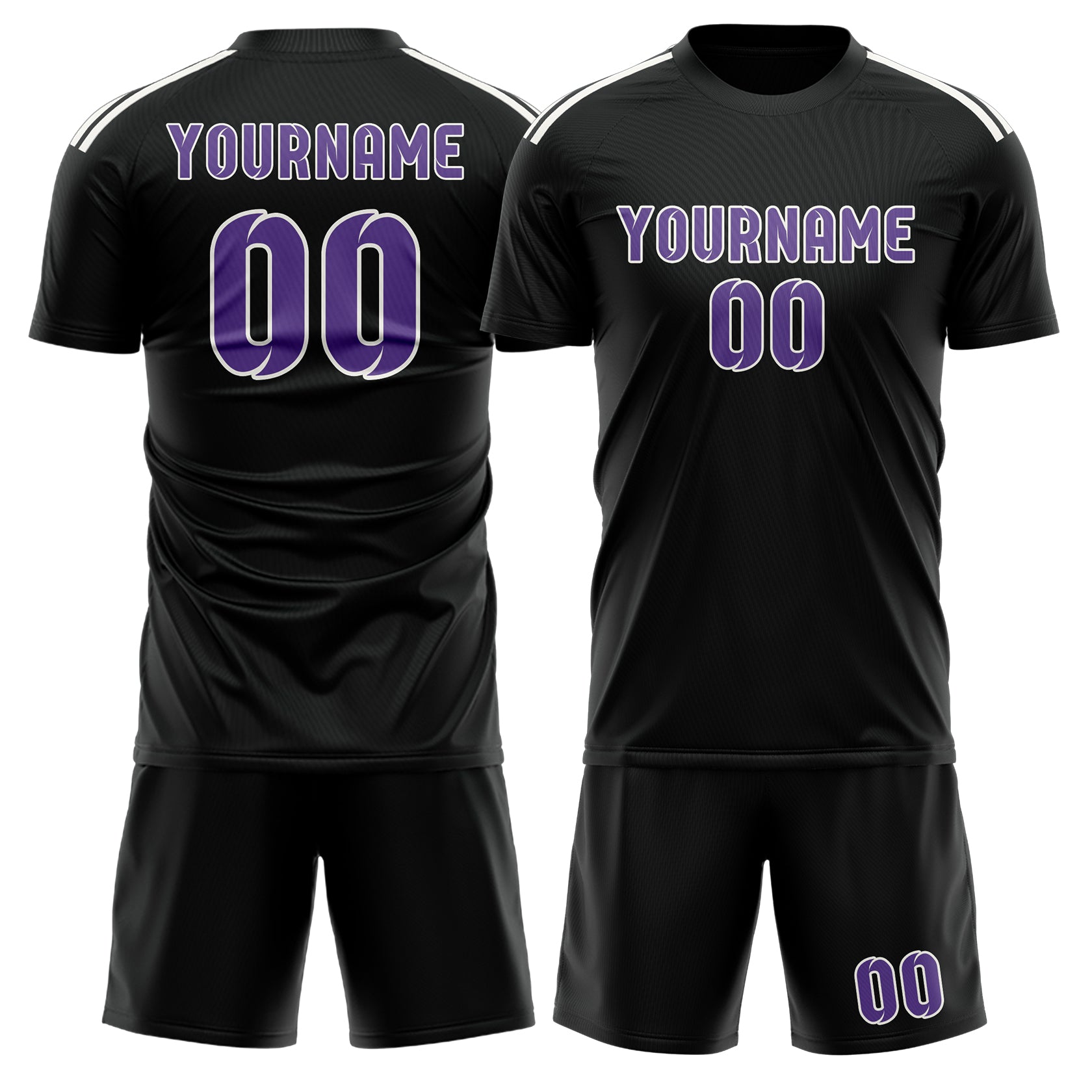 Custom Black Light Purple Soccer Set
