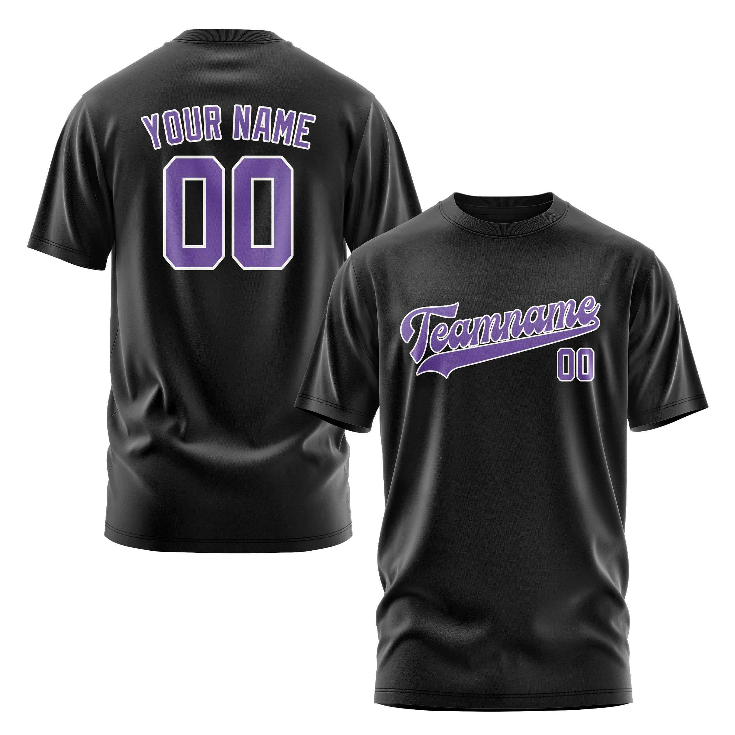 Custom Black Light Purple T-Shirt