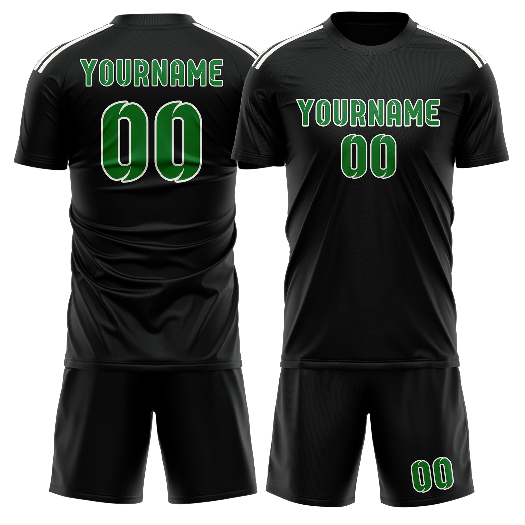 Custom Black Emerald Green Soccer Set