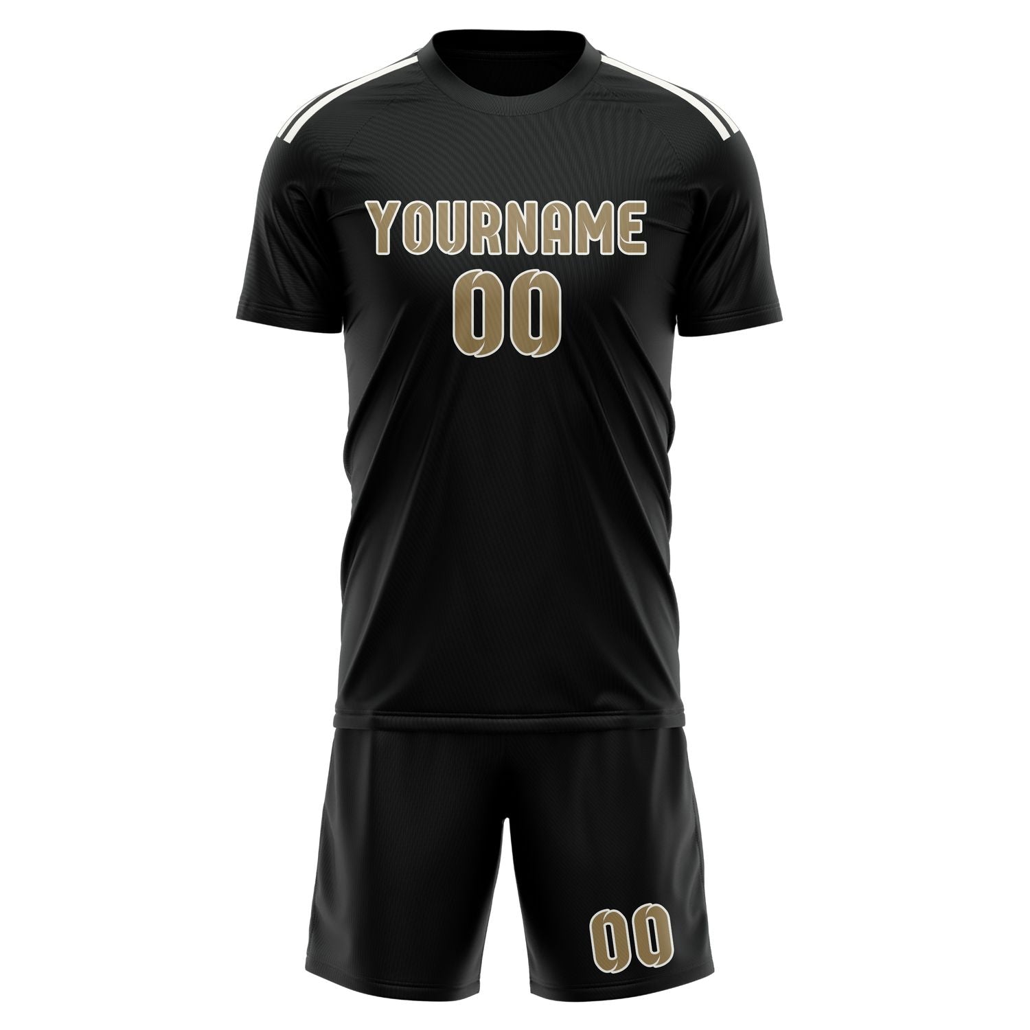Custom Black Light Khaki Soccer Set