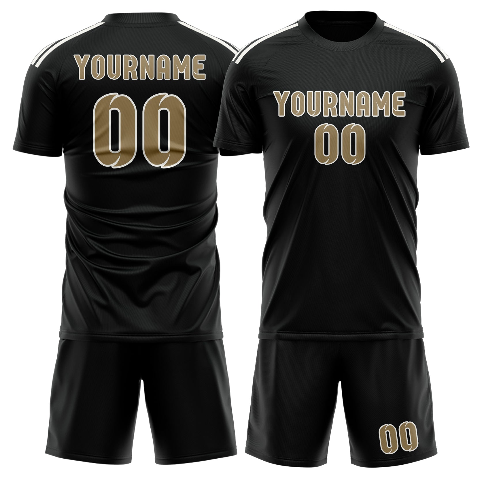 Custom Black Light Khaki Soccer Set