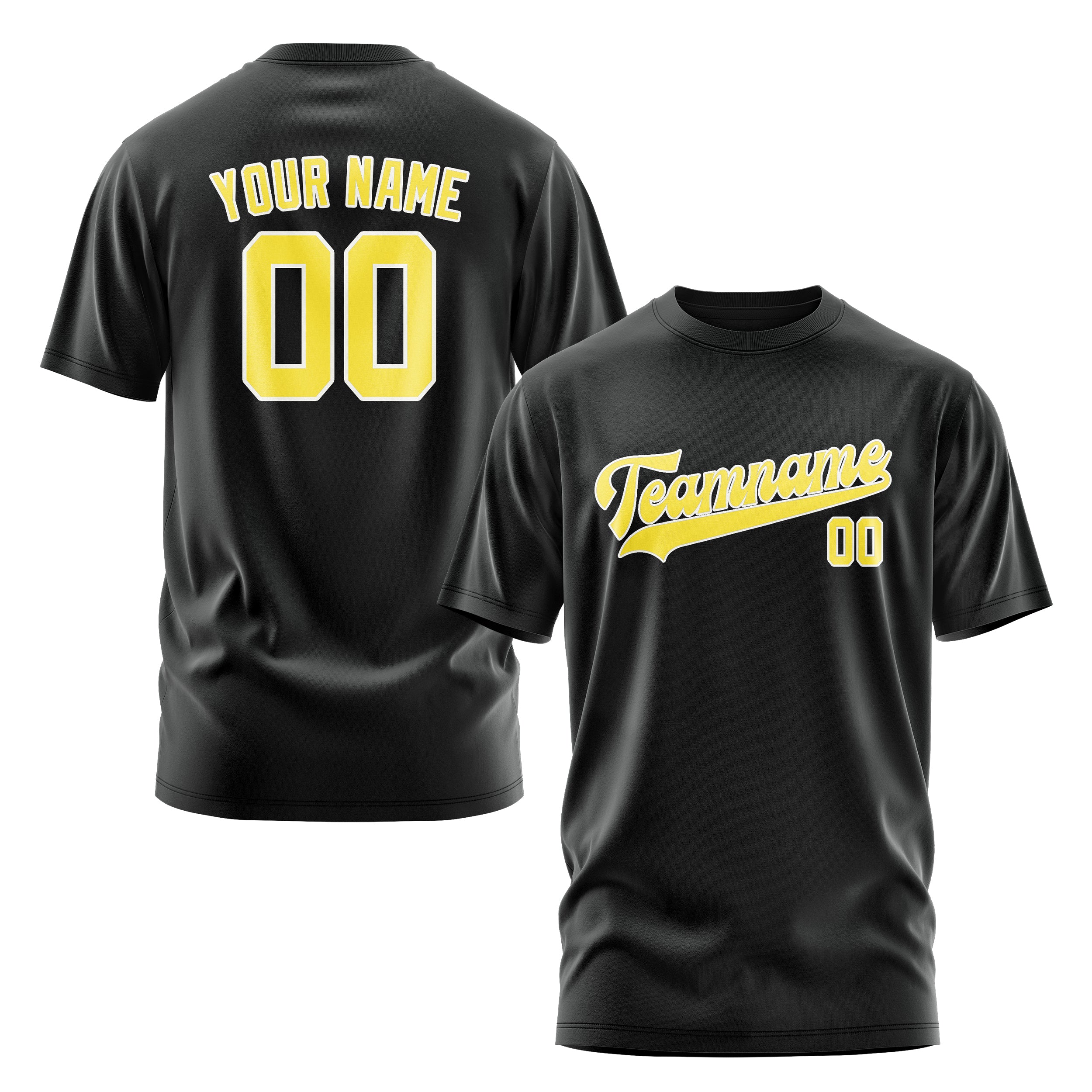 Custom Black Light Yellow T-Shirt