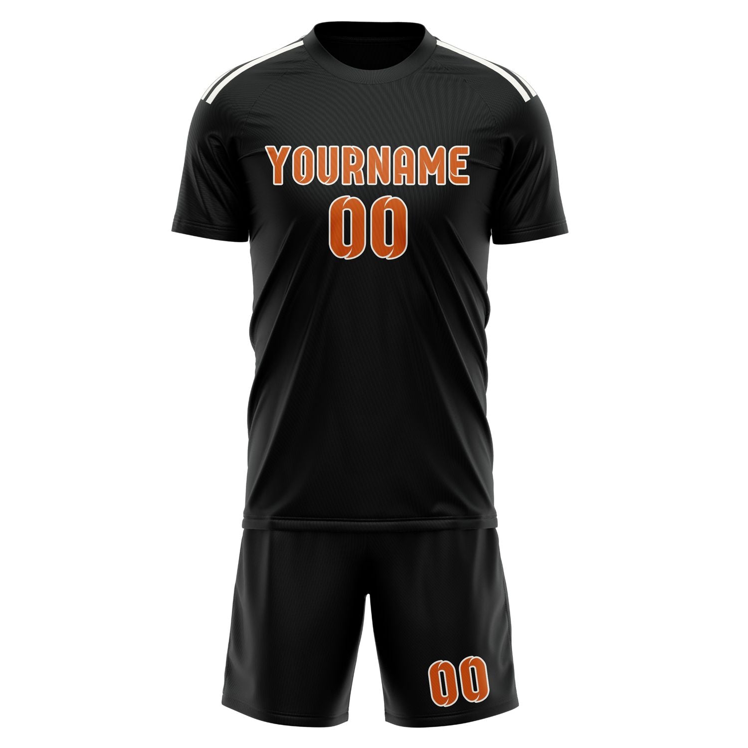 Custom Black Orange Soccer Set