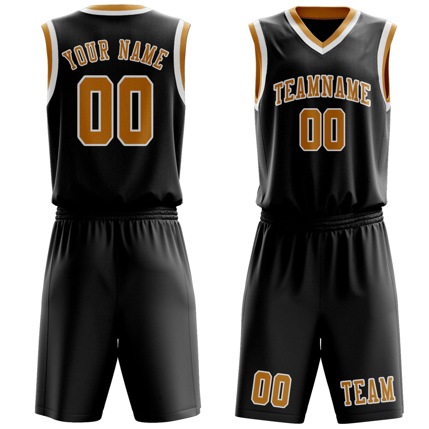 Custom Black Yellow Basketball Set