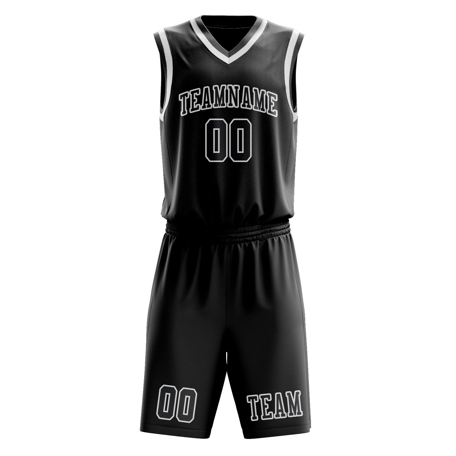 Custom Black Dark Grey Basketball Set