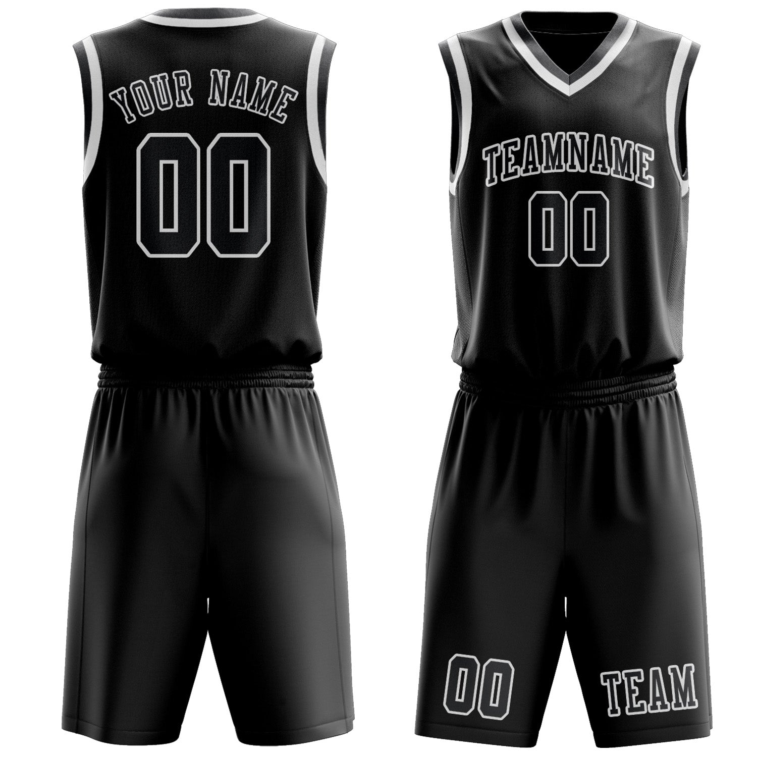 Custom Black Dark Grey Basketball Set