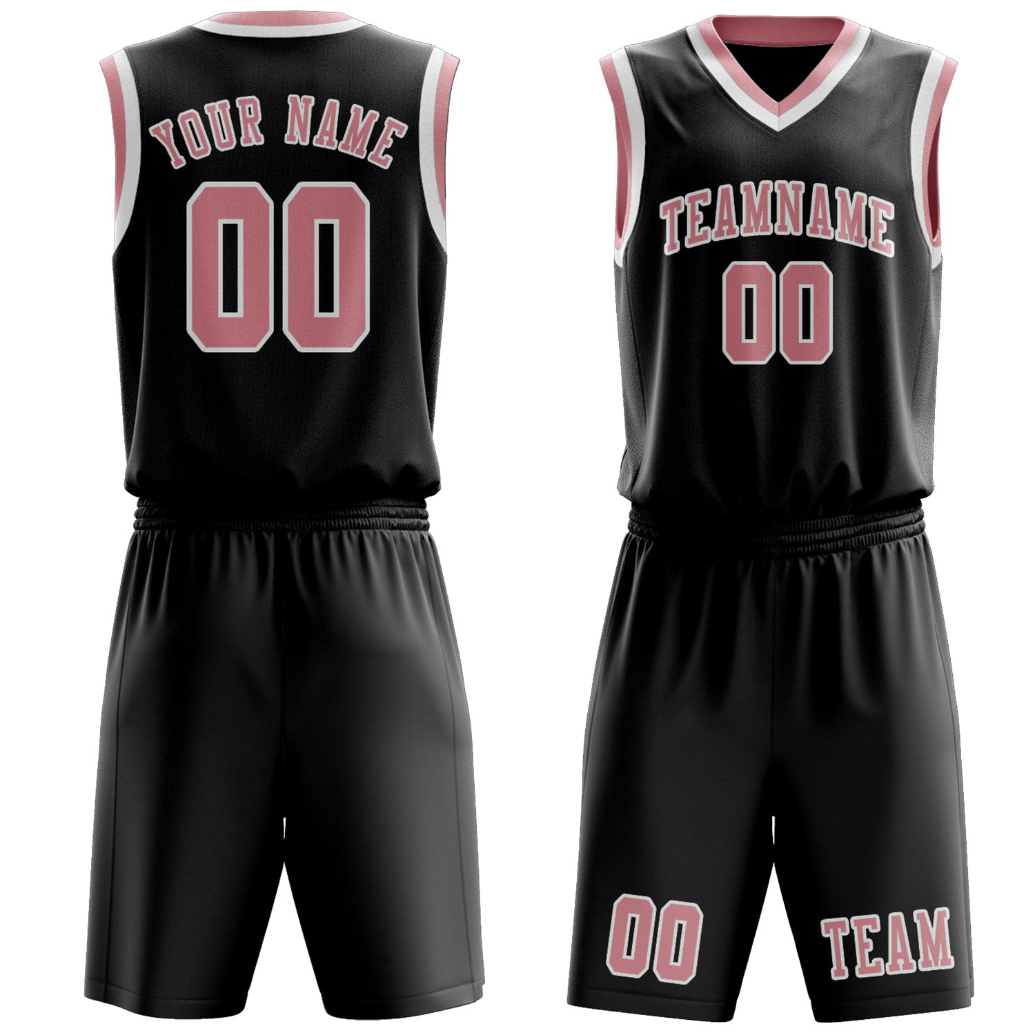 Custom Black Light Pink Basketball Set