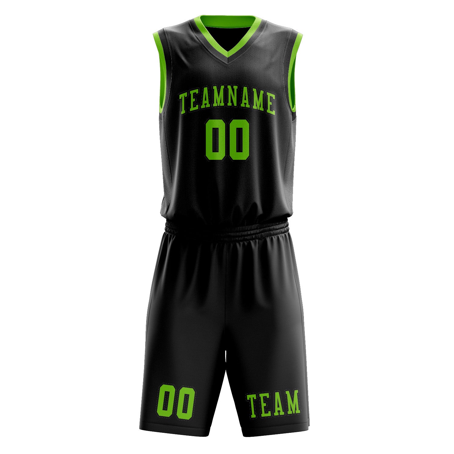 Custom Black Emerald Green Basketball Set