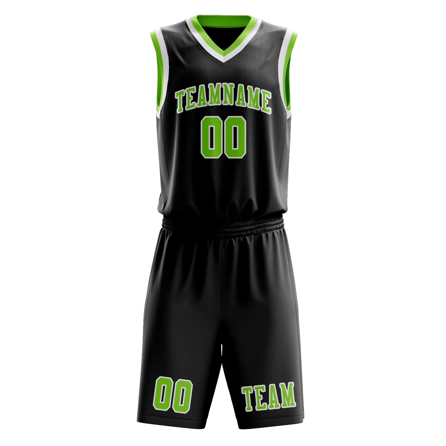 Custom Black Emerald Green Basketball Set