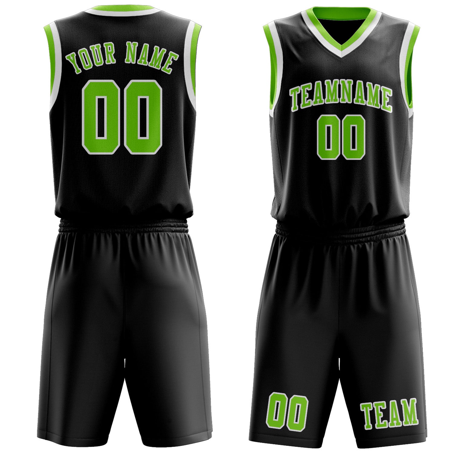 Custom Black Emerald Green Basketball Set