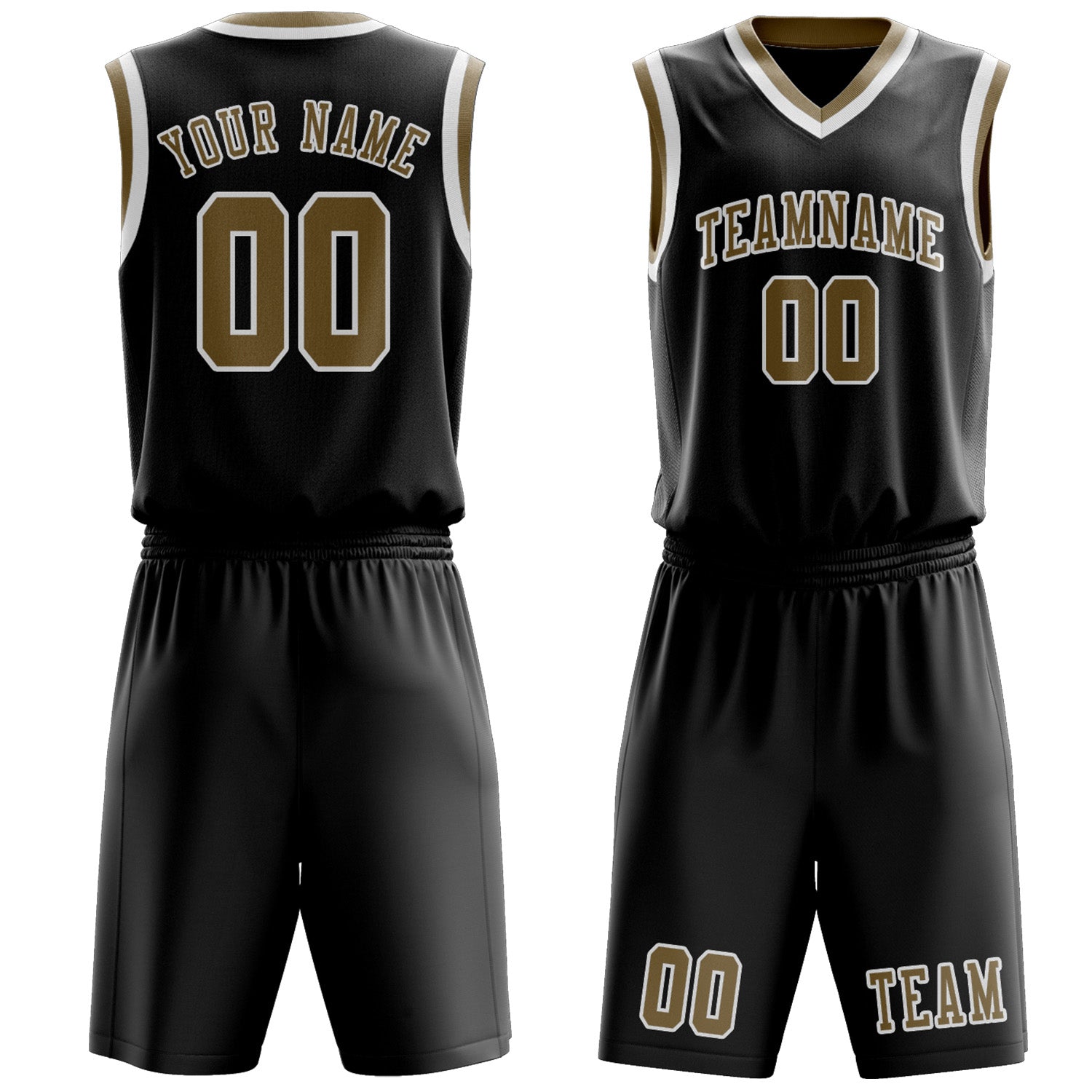 Custom Black Light Khaki Basketball Set