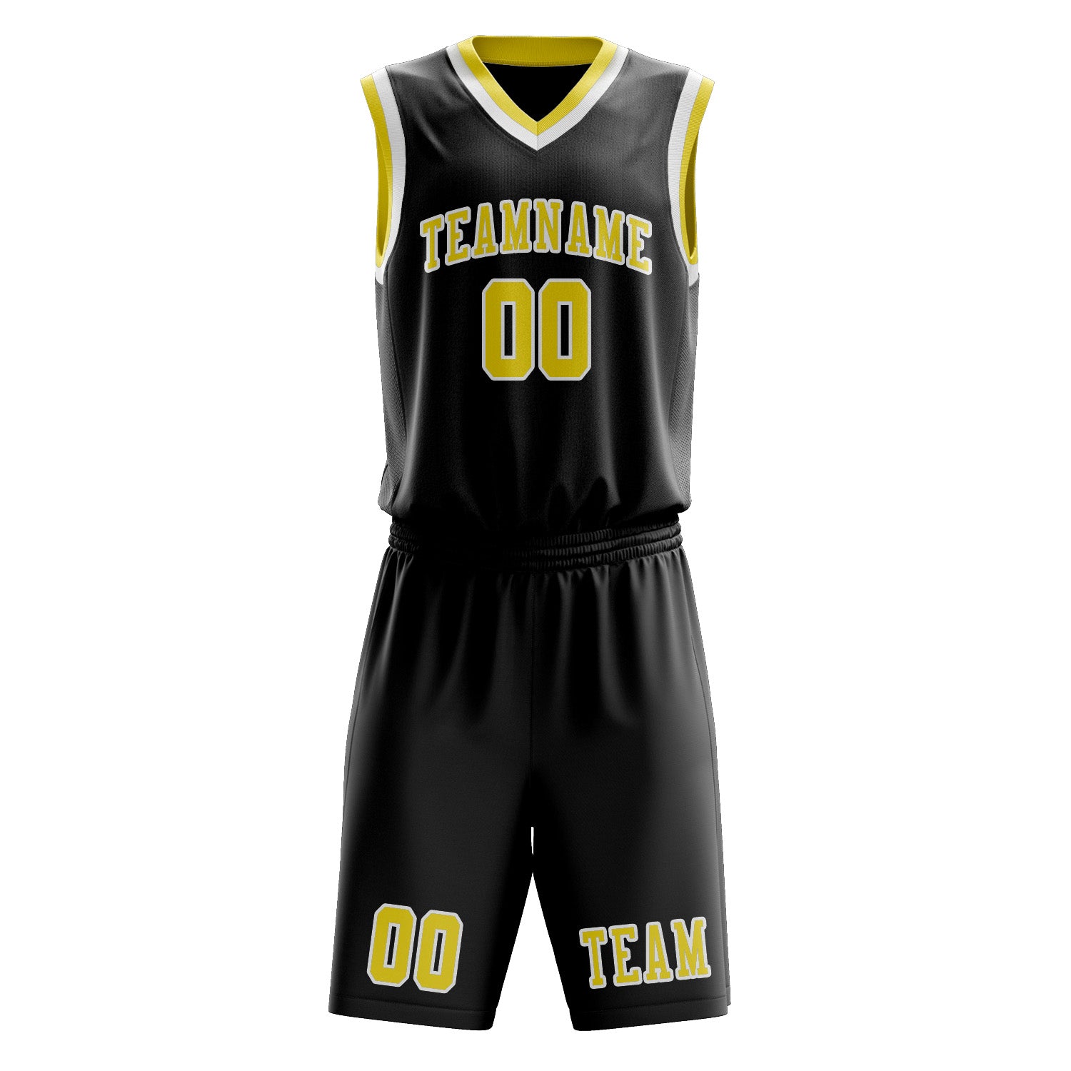 Custom Black Light Yellow Basketball Set