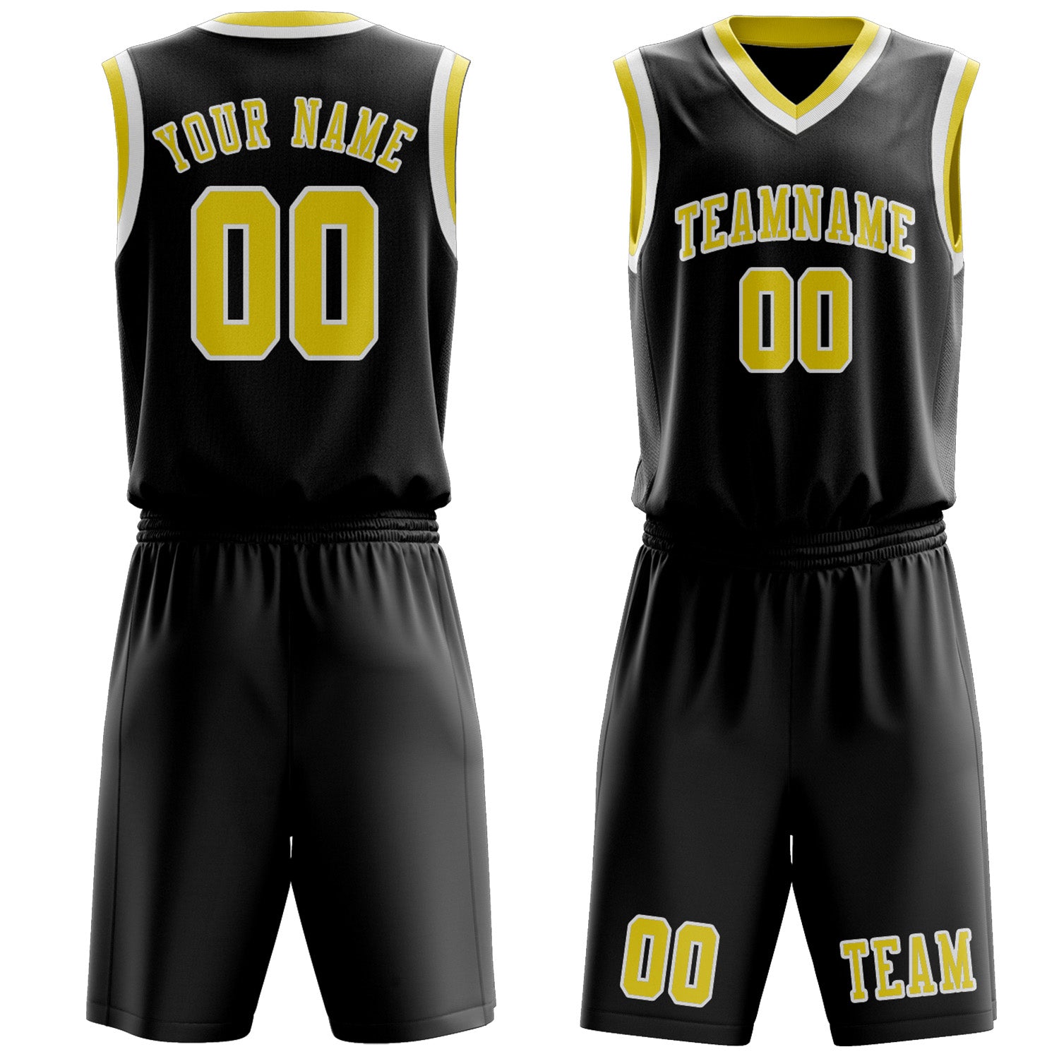 Custom Black Light Yellow Basketball Set