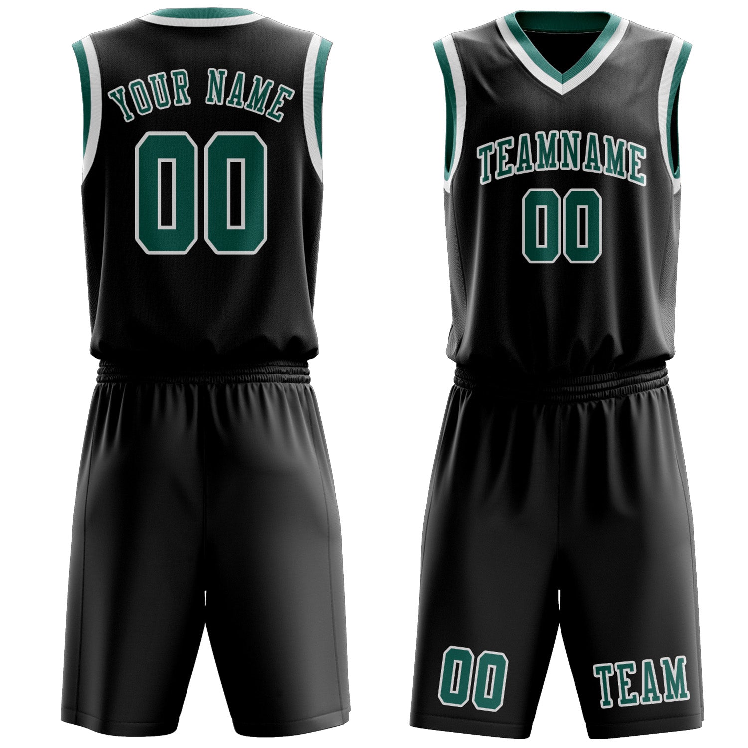 Custom Black Blue Green Basketball Set