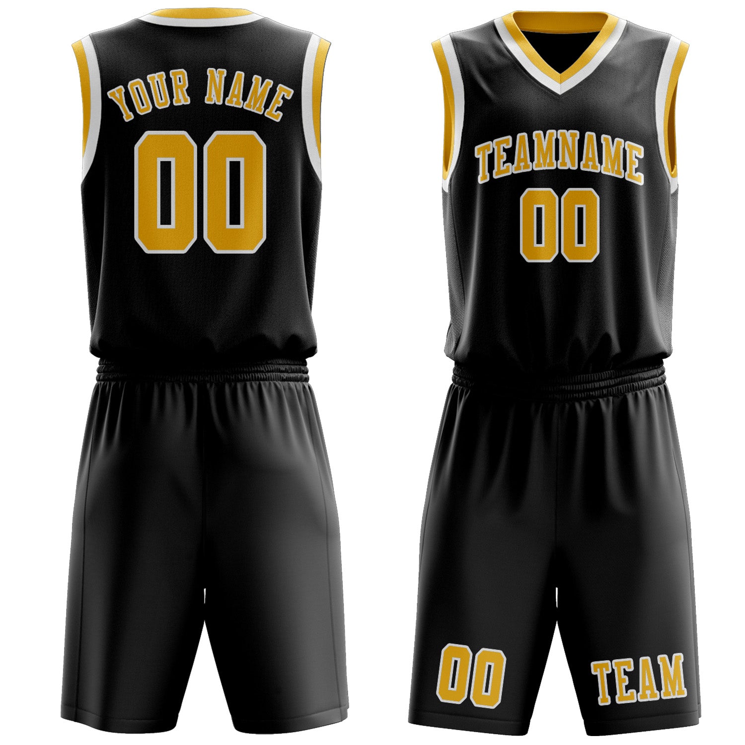 Custom Black Gold Basketball Set