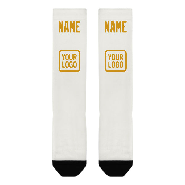 Custom White Yellow Knee-High Sock