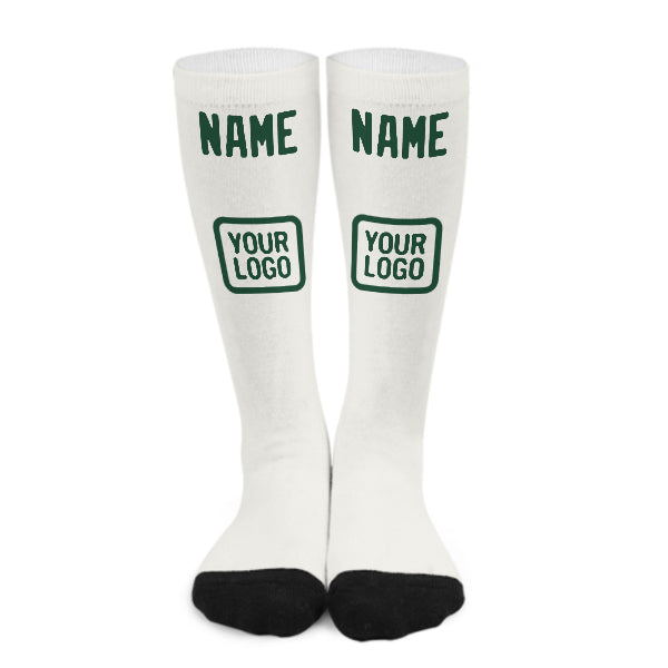 Custom White Green Knee-High Sock