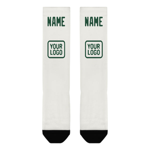 Custom White Green Knee-High Sock