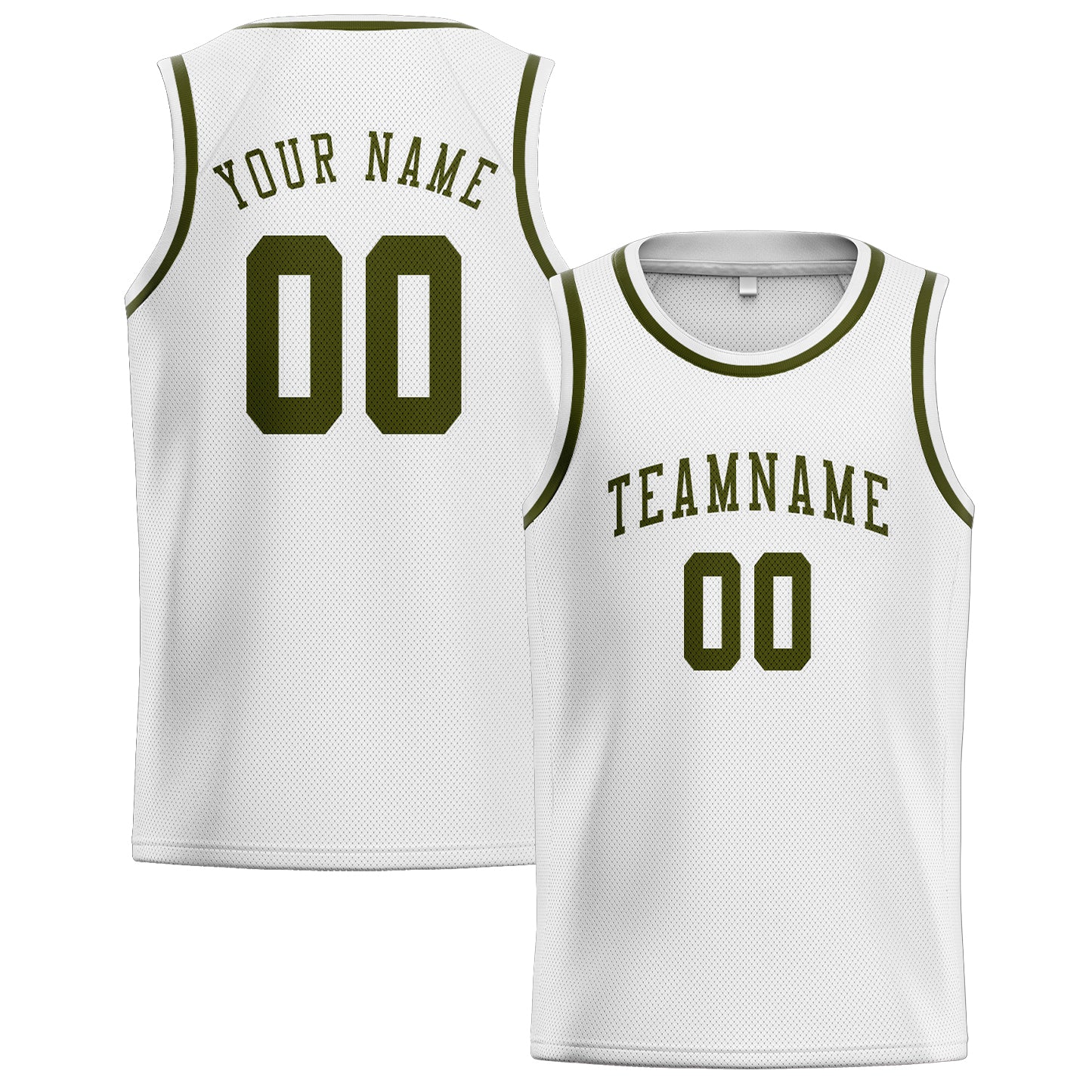 Custom White Olive Basketball Jersey