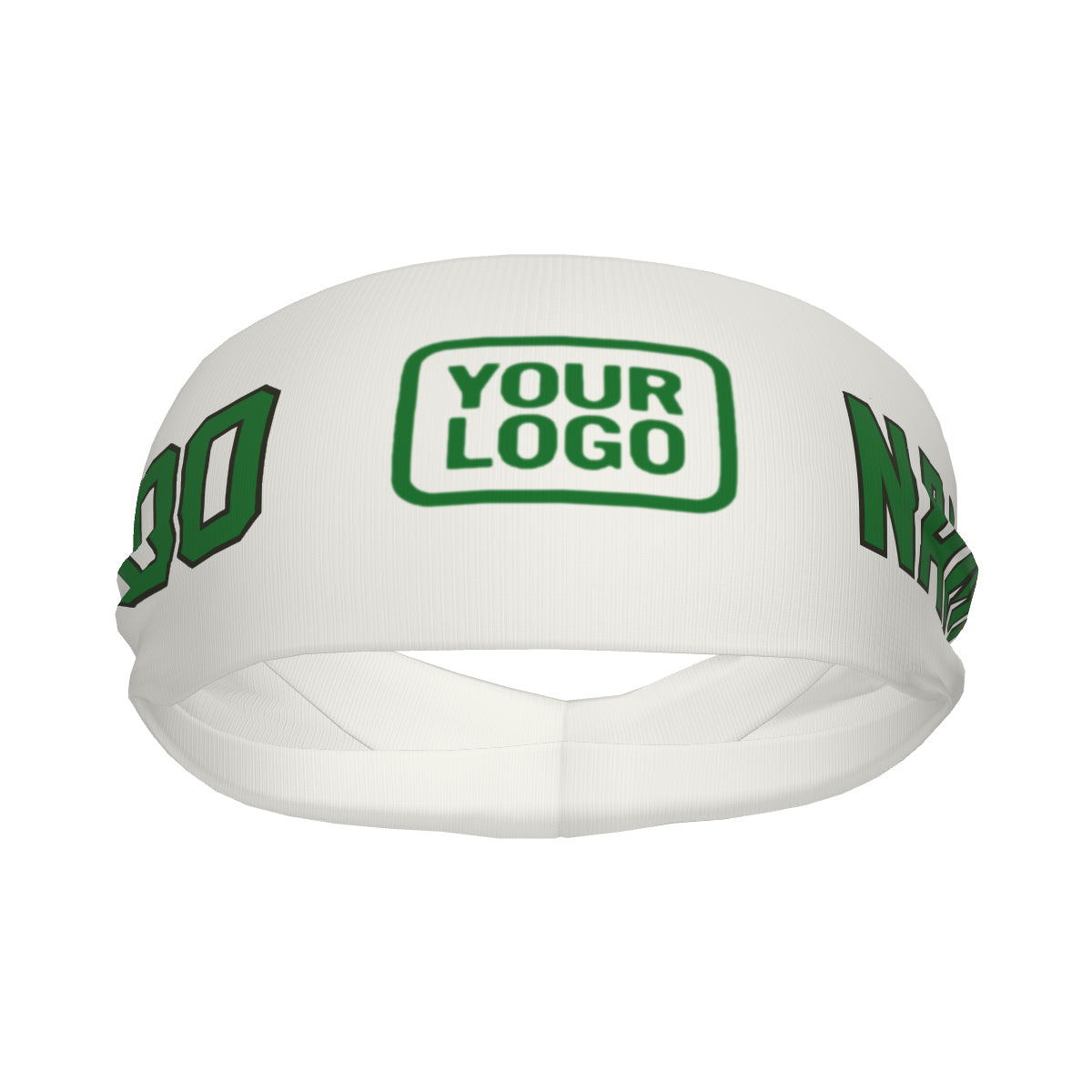 Custom White Emerald Green Sports headband