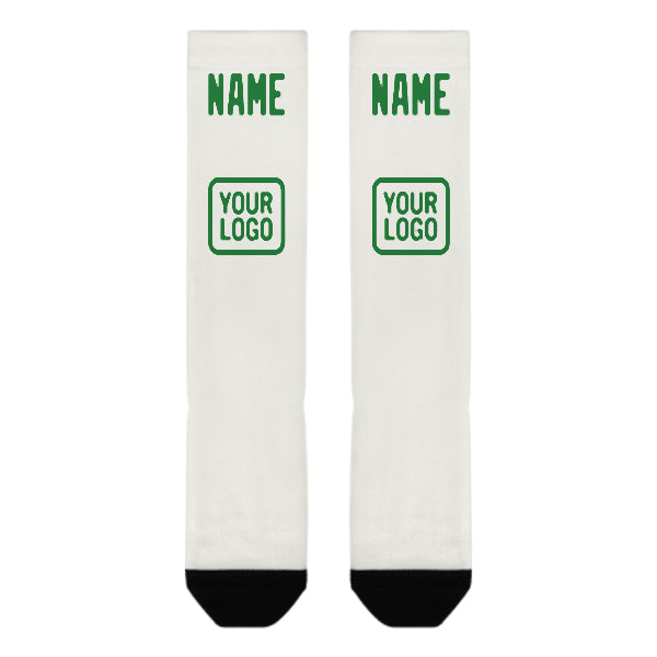 Custom White Emerald Green Knee-High Sock