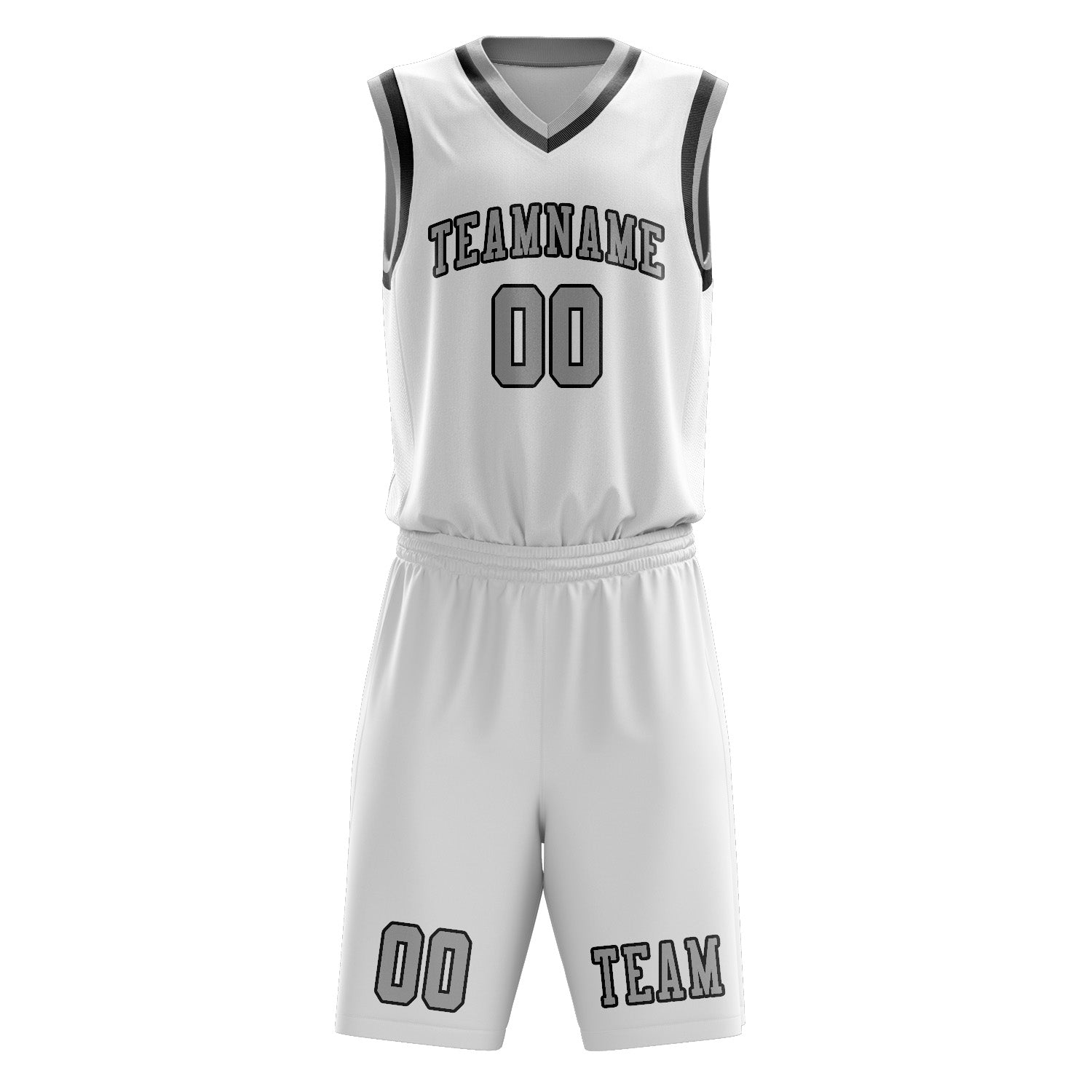 Custom White Gray Basketball Set