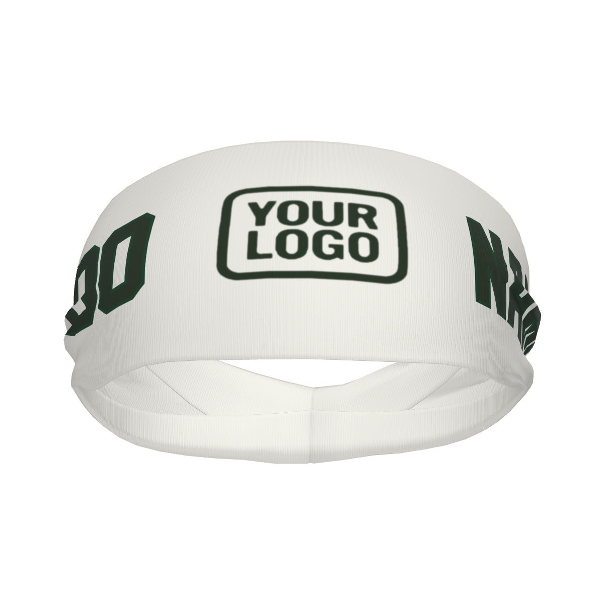Custom White Dark Green Sports headband