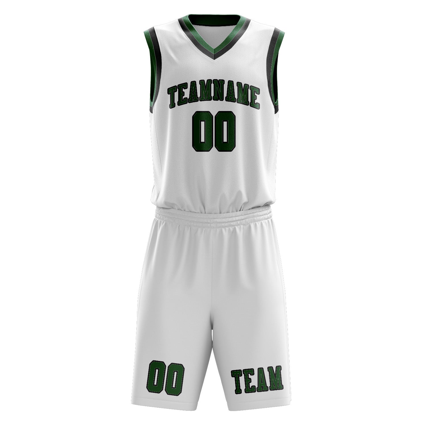 Custom White Green Basketball Set