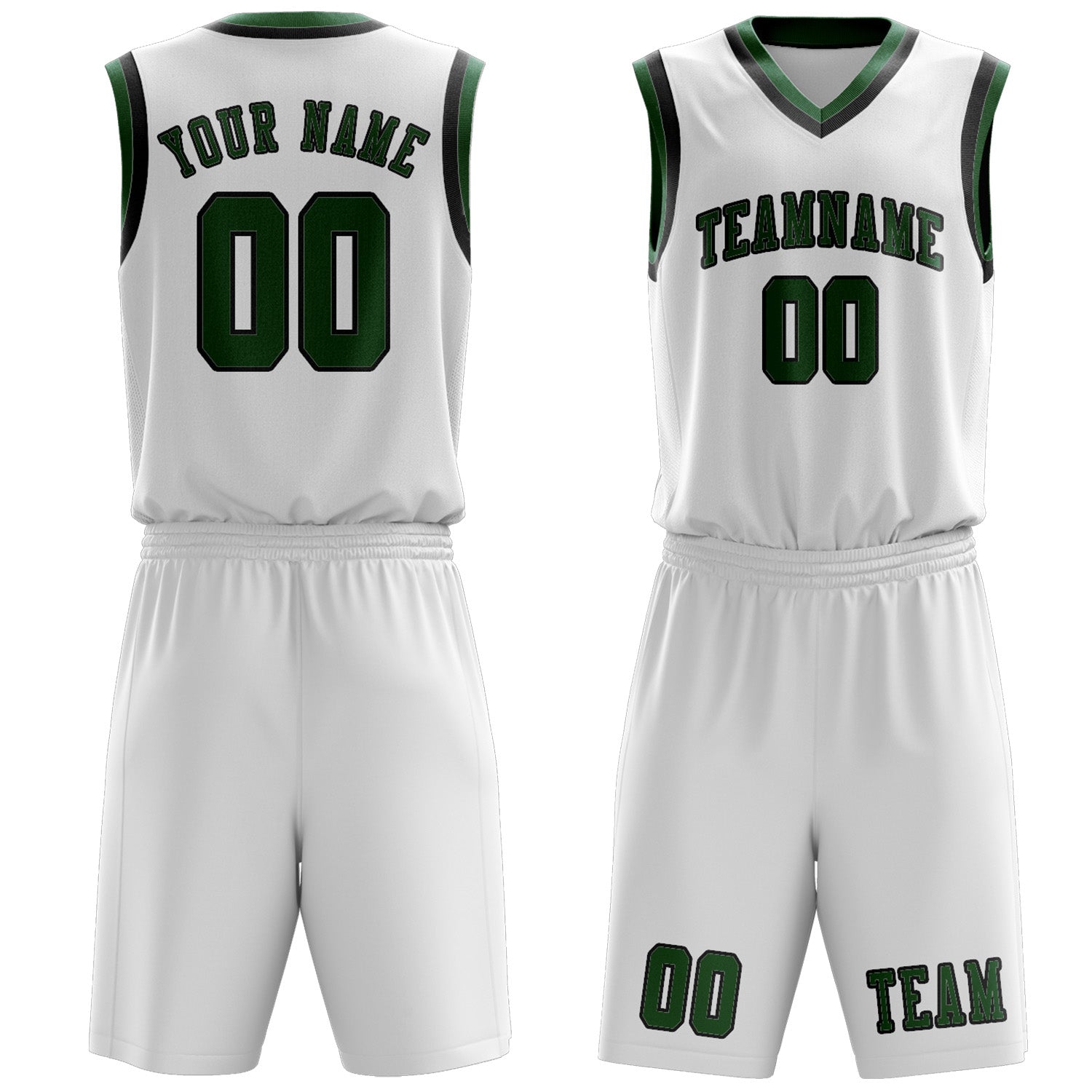 Custom White Green Basketball Set