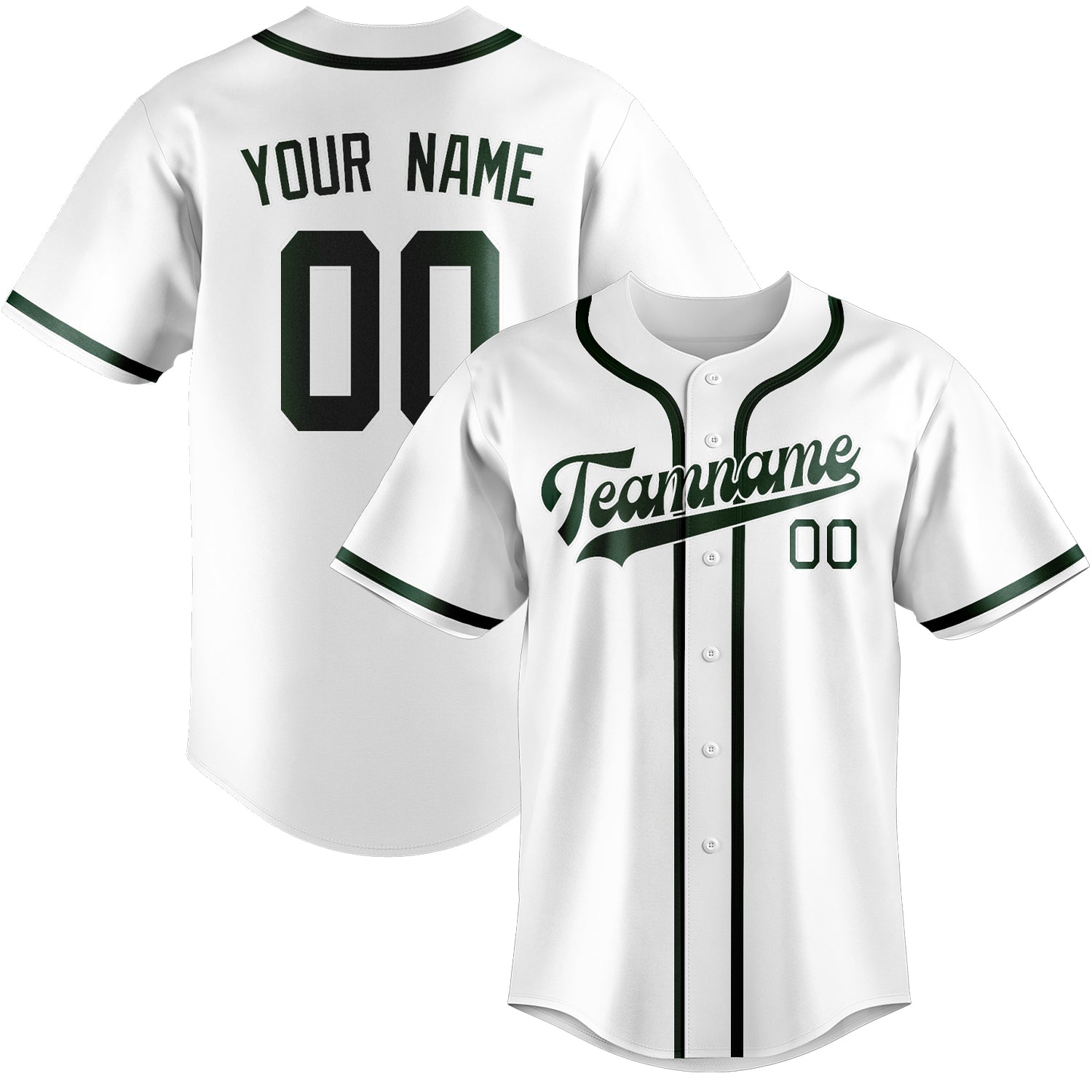 Custom White Green Baseball Jersey
