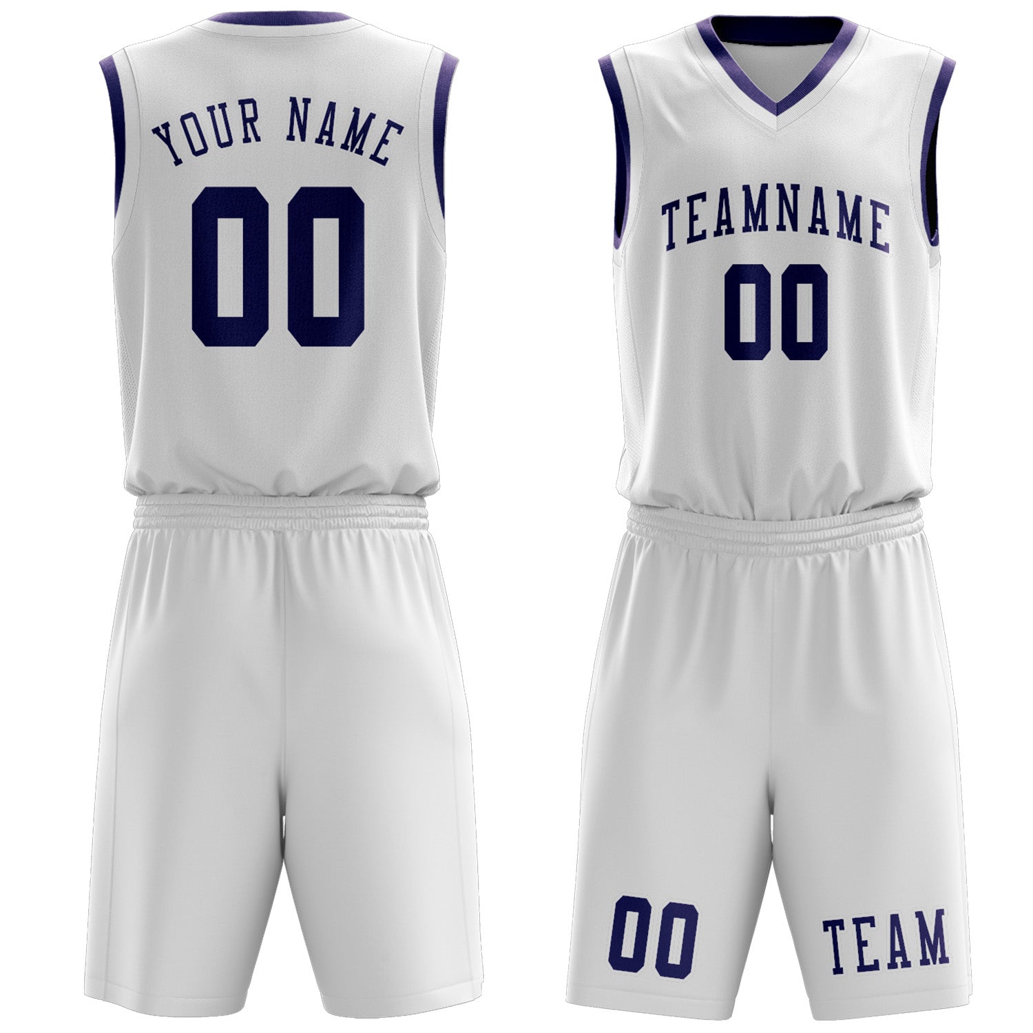 Custom White Purple Basketball Set