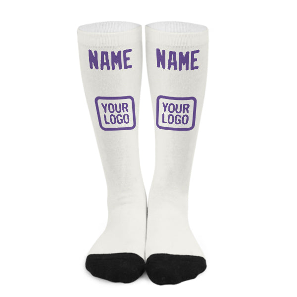 Custom White Light Purple Knee-High Sock