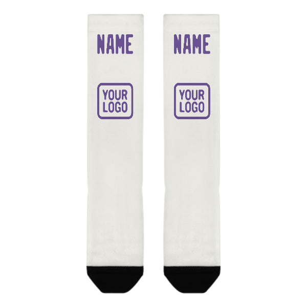 Custom White Light Purple Knee-High Sock
