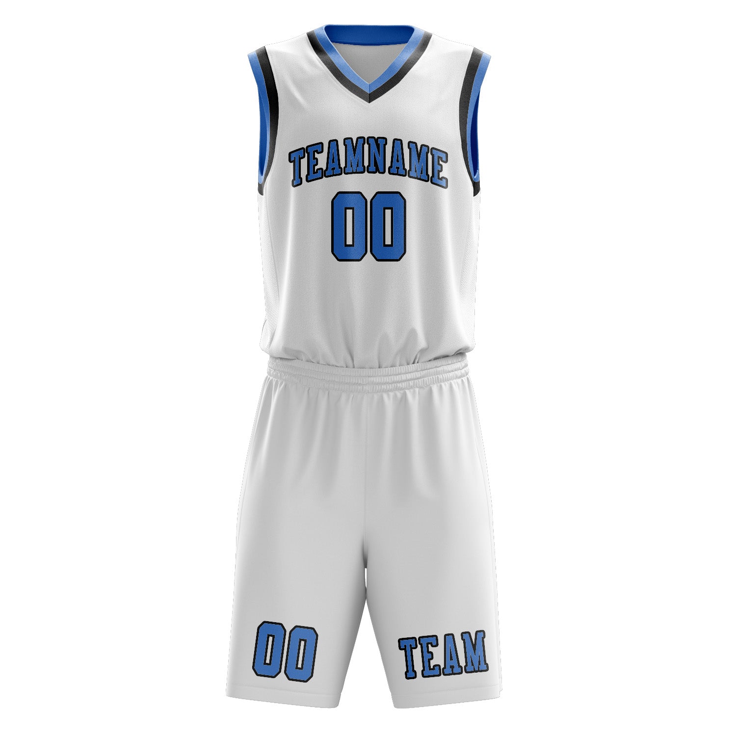 Custom White Light Blue Basketball Set