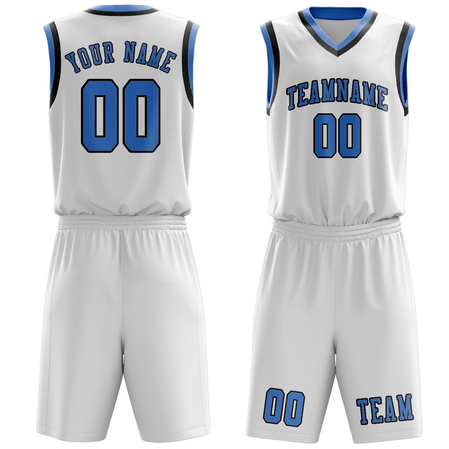 Custom White Light Blue Basketball Set