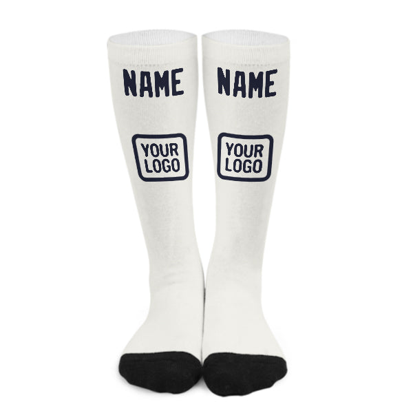 Custom White Navy Knee-High Sock
