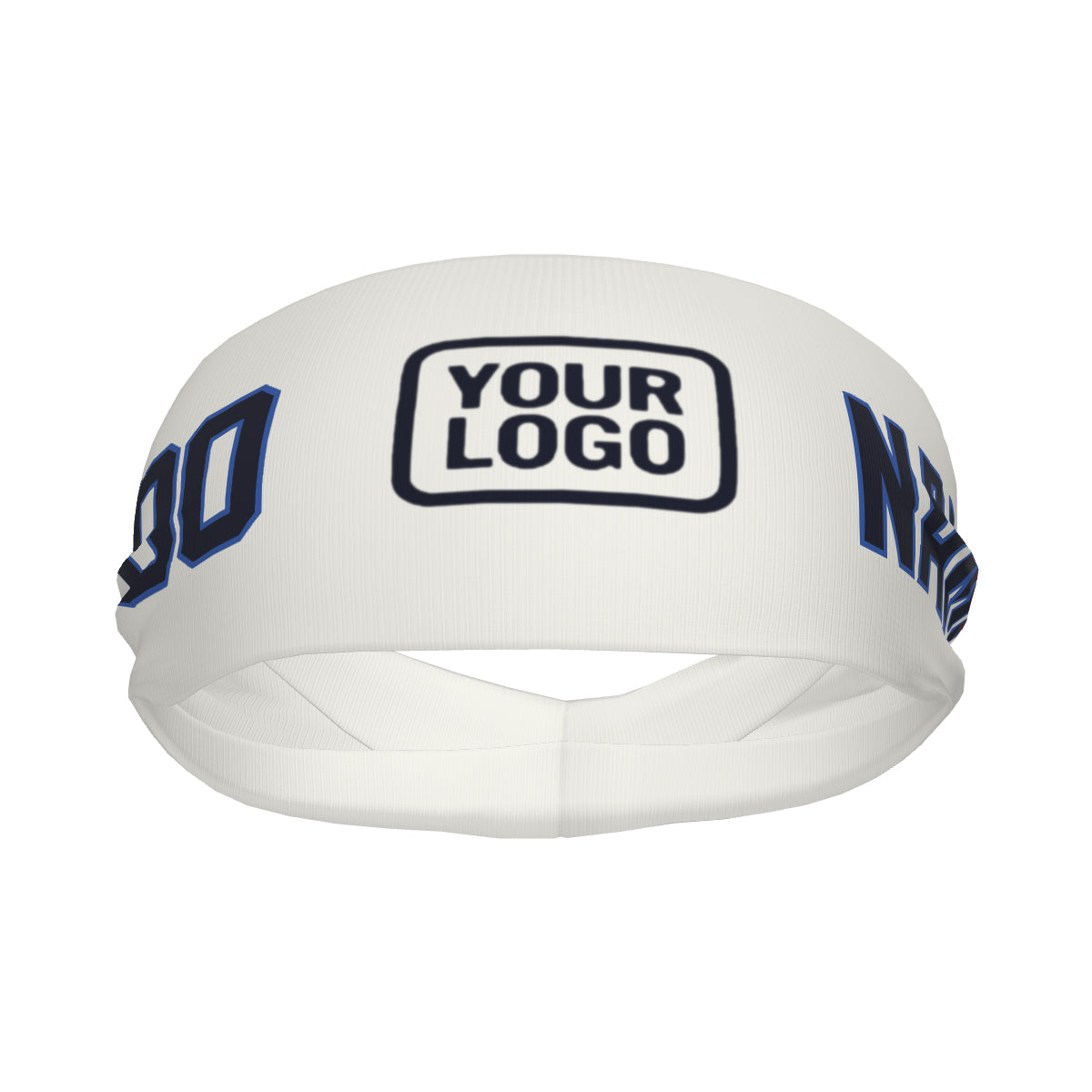 Custom White Navy Sports headband
