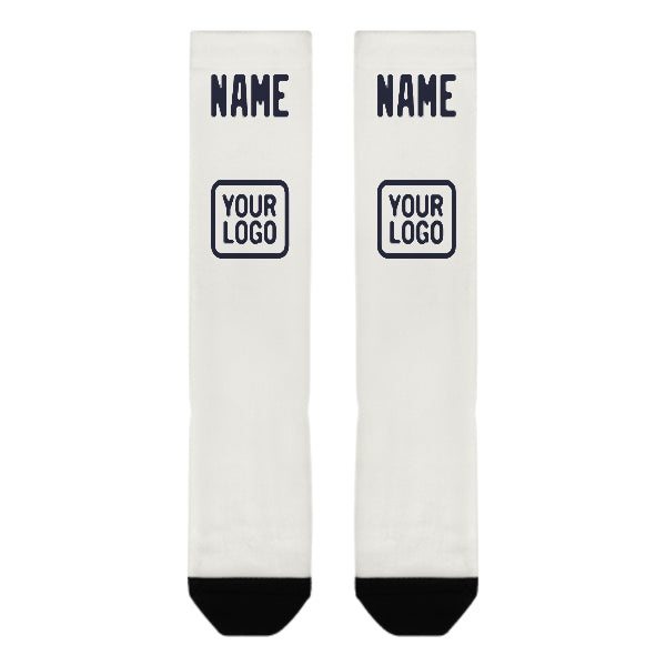 Custom White Navy Knee-High Sock