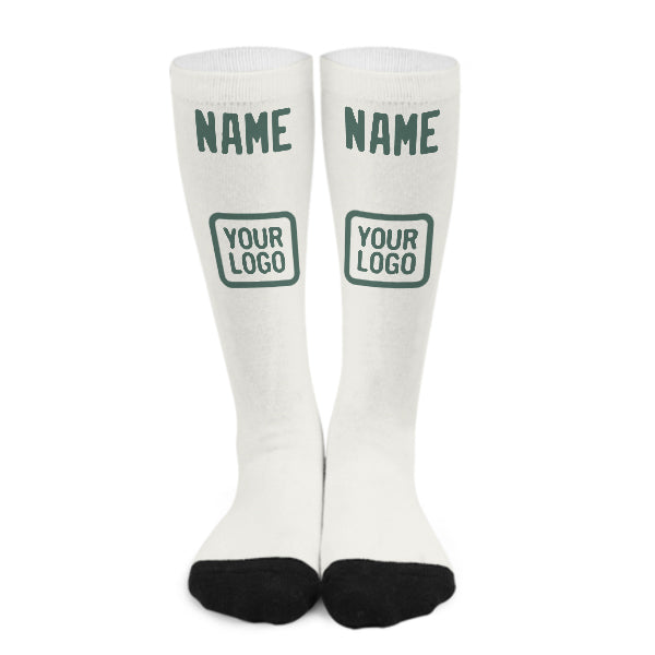 Custom White Blue Green Knee-High Sock
