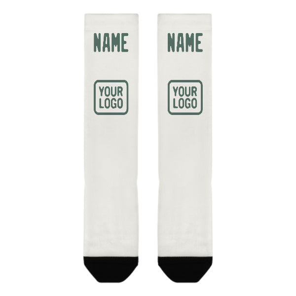 Custom White Blue Green Knee-High Sock