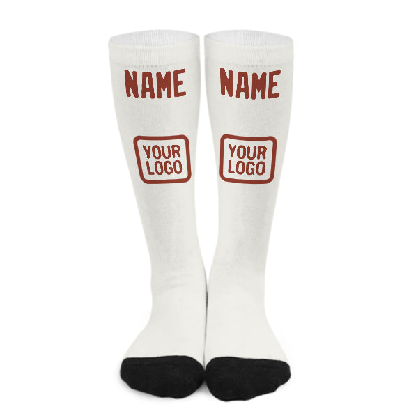 Custom White Coral Red Knee-High Sock