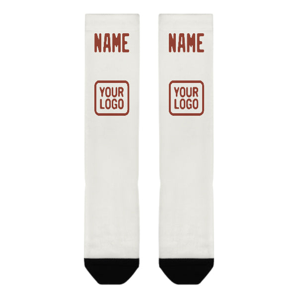Custom White Coral Red Knee-High Sock