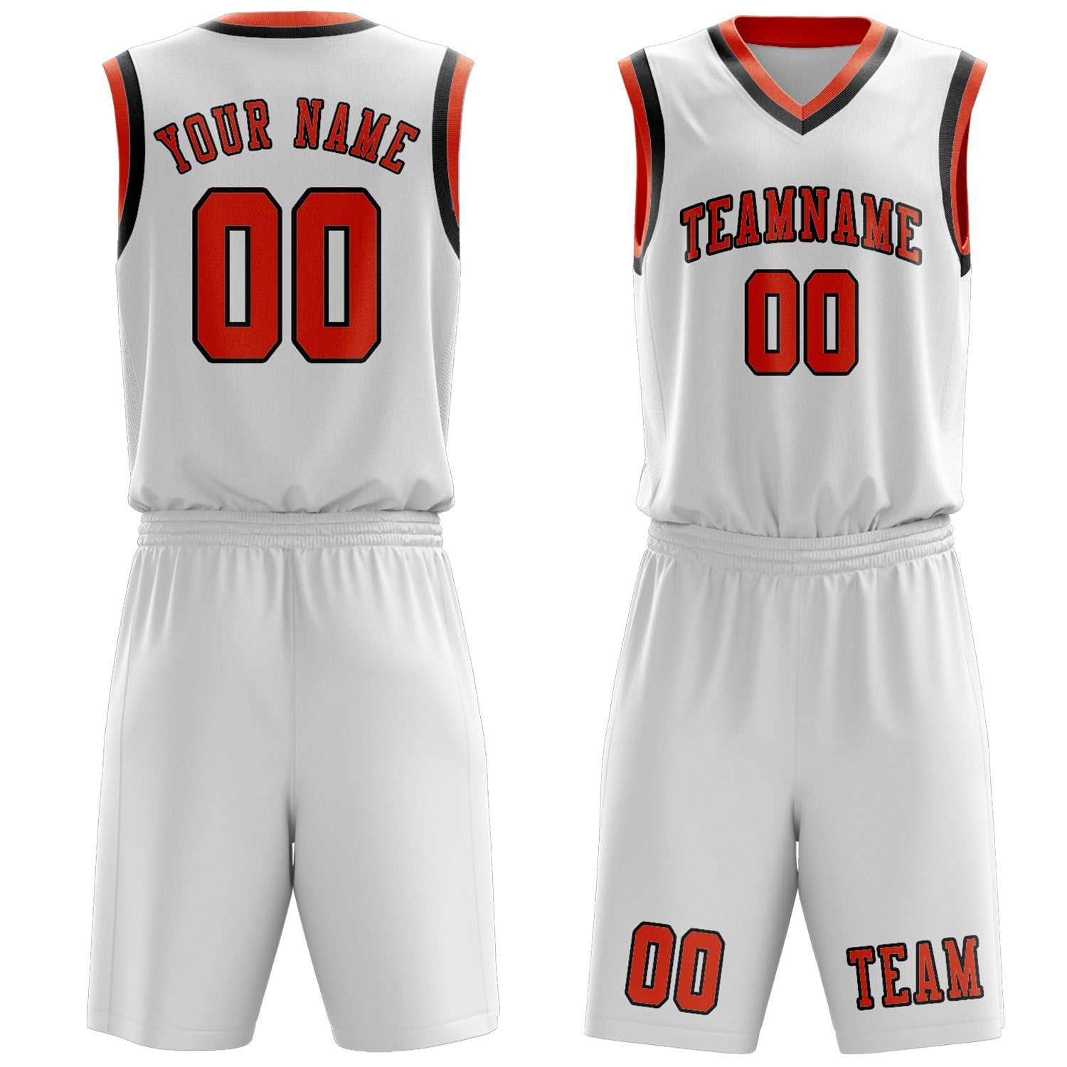 Custom White Orange Red Basketball Set